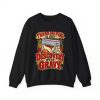 Black flat vector crewneck sweatshirt with the lawyer joke: Thanksgiving is just discovery with gravy.