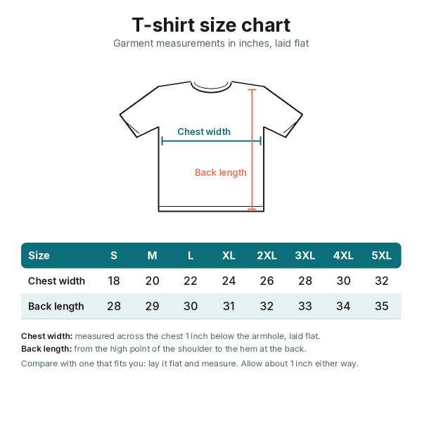 T-shirt size chart