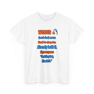 We all know welders. Hard to shop for. Already built it. Bold graphic tee White flat vector T-shirt with the welder dictionary joke: Hard to shop for. Already built it.