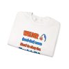 White flat vector crewneck sweatshirt with the welder dictionary joke: Hard to shop for. Already built it., folded view