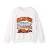 where-did-my-sleeping-pads-air-go-after-10-p-m-asks-a-campin-1 White crewneck sweatshirt printed with an orange and navy CAMPING dictionary entry ending "a sleeping pad that was full of air at 10 p.m."