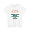 White flat vector T-shirt with the social work gas station bathroom ranking joke
